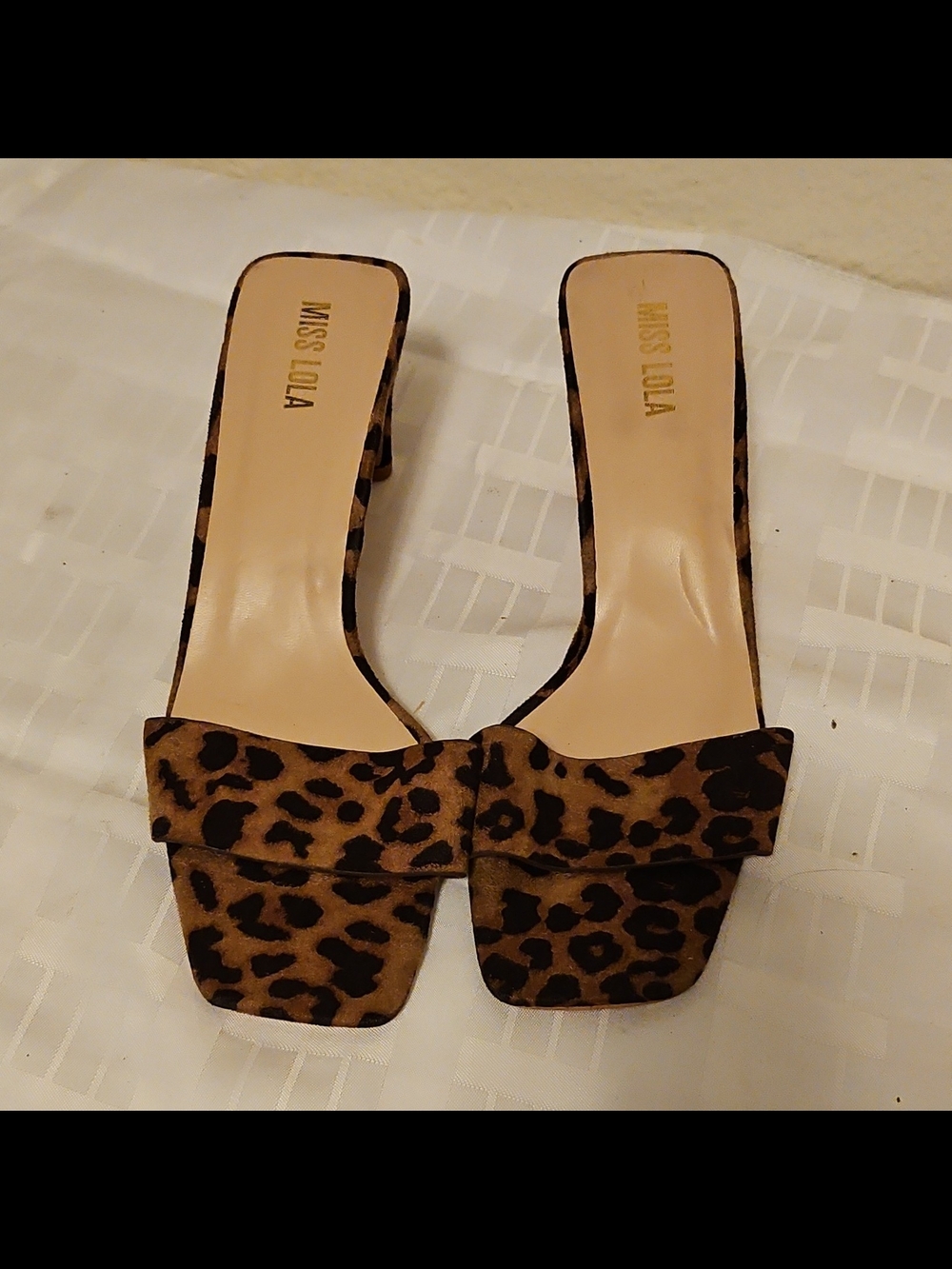 Miss Lola Leopard Print Slide Mules - Brown Black